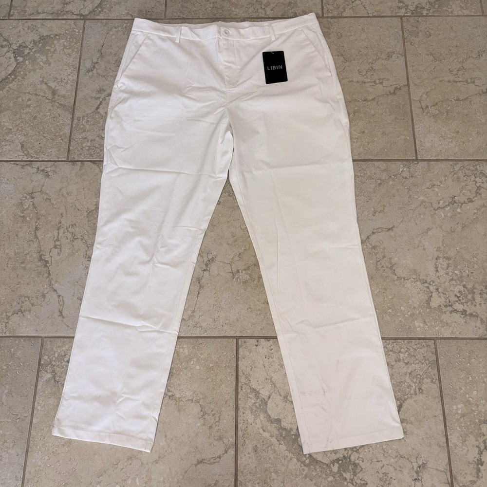 Libin Mens Golf Pants White Waterproof UPF 50+ Performance Trousers NEW 42x33